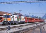 RhB Schnellzug 34 von Davos-Platz nach Chur und weiter als Regionalzug nach Disentis vom 23.08.2000 in Landquart mit E-Lok Ge 4/4III 641 - A 1235 - B 2431 - B 2363 - B 2269 - D 4218.