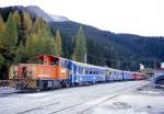 RhB Extra-Besichtigungszug fr geladene Gste fr Tag des offenen Vereina-Tunnel von [Landquart ber Klosters] Selfranga - Vereinatunnel vom 23.10.1998 in Selfranga mit Besichtigungskompo Tmf 2/2 90 - AB 1570 - A 1256 - WR 3811 - A 1253 - WR 3716/3817 - As 1171 - A 1224 - WR 3812 - As 1143 - As 1144 - D 4062