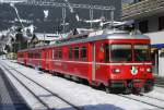 Die Komposition Be 4/4 511, B 2411 und ABDt 1711 wurde im Churer Vorortverkehr von den Allegra 4/16 abgelöst. Aktuelle Verwendung: Sportzug Klosters - Davos (Aufnahme: Klosters, 31.1.14).