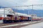 RhB Salonzug 3053 von Landquart nach Schiers am 01.09.1996 in Landquart mit E-Lok Ge 6/6 I 411 - Ge 4/6 353 - D 4052I - AS 1143 - AS 1141 - AS 1144.