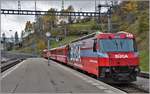 R1828 nach Davos Platz mit der Ge 4/4 III 646  Sta.Maria/Val Müstair  verlässt Filisur. (06.11.2019)