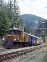 RhB Salonwagen-Extrazug 3131 von Davos-Platz nach Filisur vom 22.08.1995 in Wiesen mit E-Lok Ge6/6I 411 - WRS 3821 - As 1141 - As 1142 - As 1143.