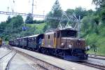 RhB Extra-GmP fr GRAUBNDEN TOURS 3153 von Davos-Platz nach Filisur vom 19.06.1999 in Filisur mit E-Lok Ge 6/6I 414 - B 2246 - B 2060 - D 4052II - C 2012 - Gb 5070 - Gb 5016 - Gb 5019.