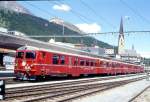 RhB NEUPENDEL-Regionalzug 145 von Davos Platz nach Filisur am 20.06.19989 in Davos Platz mit Steuerwagen BDt 1731 - AB 1515 - B 2340 - B 2339 - Ge 4/4I 603.