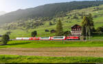RhB Ge 4/4 II 615 / Sumvitg-Cumpadials, 1. Oktober 2023<br>
Glacier Express 906 Brig - St. Moritz