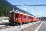 RhB FLIEGENDER RHTIER Extrazug fr GRAUBNDENTOURS 3233 von Chur nach Disentis am 24.08.2000 in Disentis mit Triebwagen ABe 4/4 501 - A 1252 - B 2301 - B 2301.