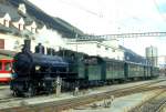 RhB DAMPFZUG fr GRAUBNDEN TOURS 3239 von Landquart nach Disentis am 26.01.1997 in Disentis mit Dampflok G 4/5 107 - B 2060 - B 2247 - D 4052I - B 2246.