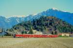 RhB REGIONALZUG 241 von Chur nach Disentis am 27.02.1998 bei Domat Ems mit E-Lok Ge 4/4II 619 - B 2376 - B 2383 - B 2339 - A 1232 - D 4218.
