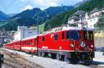 RhB REGIONALZUG 250 von Disentis nach Chur am 29.08.1998 in Disentis mit E-Lok Ge 4/4II 622 - FO B - B - D - A - 3xB - Hinweis: gescanntes Dia  