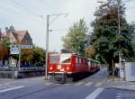 RhB Salon-Extrazug fr GRAUBNDEN TOURS 3629 von Chur nach Arosa am 30.08.1998 in Haltestelle Chur Stadt mit E-Lok Ge 4/4I 610 - As 1141 - WRS 3821 - As 1154.
