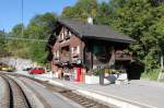 Einer der typischen Bahnstationen auf der Arosabahnlinie.Hier die Station Len-Castiel.29.09.11