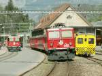 Vorlufige Endstation fr die Zge von Arosa ist das alte Depot  Sand  in Chur.Weiter geht es mit dem Bus zum Bahnhof Chur.20.04.07