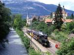 RhB Extra-Dampfzug 3653 von Chur nach Chur Sand am 08.06.1997 zwischen Chur Stadt und Sand mit Dampflok G 3/4 1 - B 2060 - B 2092 - B 2247.