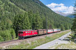Ge 6/6 II 705  Pontresina  am 13. Juli 2017 mit einem Güterzug Richtung Chur im Val Bever.