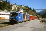 RhB - Regio-Express 1125 von Chur nach St.Moritz am 31.08.2007 Einfahrt St.Moritz mit E-Lok Ge 4/4 III 652 - D 4218 - B 2372 - B 2441 - B 2497 - A 1237 - A 1242 - B 2366.