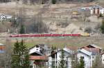 RhB Regio-Express 1144 von St.Moritz nach Chur am 10.04.2008 Ausfahrt Bergn mit E-Lok Ge 4/4 III 646  