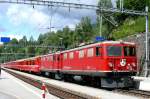 RhB Regio-Express 1129 von Chur nach St.Moritz am 25.07.2009 in Filisur mit E-Lok Ge 4/4I 606 - E-Lok Ge 4/4 I 603 - A - A - B - D - B - B - B - A - A.