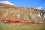 RhB Schnellzug 515 von Chur nach St.Moritz am 23.10.1998 zwischen Samedan und Celerina mit E-Lok Ge 4/4II 627 - D 4204 - B - AB - AB - AB - AB 1523.