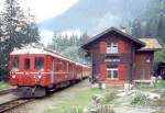 RhB Extrazug FLIEGENDER RHTIER fr RHTIA TOURS 3125 von Davos Platz nach Pontresina am 30.08.1996 in Stugl mit Triebwagen ABe 4/4 503 - A 1252 - B 2301 - D 4054.