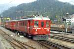 RhB Regionalzug 547 von Spinas nach St.Moritz am 30.09.1990 Einfahrt St.Moritz mit Triebwagen ABe 4/4 501.
