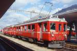 RhB Regionalzug 559 von Spinas nach St.Moritz am 05.09.1996 in Samedan mit Triebwagen ABe 4/4 501 - ABe 4/4 504.