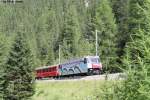 Ge 4/4''' 650 ''Unesco'' am 11.8.2013 kurz oberhalb des Albula-Viadukt II unterwegs als RE 1137 nach St.Moritz