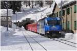 RE 1133 mit Ge 4/4 III 652  Vaz/Obervaz Valbella Lenzerheide  in Spinas. (22.02.2014)