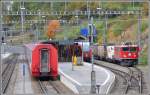 Die gleichen Züge von der andern Seite. Bahnhof Filisur. (07.10.2015)