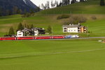 Unterste Ebene - Die Ge 4/4 III 649  Lavin  zieht ihren RE 1153 (Chur - St.Moritz) die Schleifen bei Bergün hinauf. 
Bergün, 07. Mai 2016