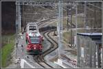 S1 1516 mit ABe 4/16 3105 aus Rhäzüns erreicht die neue Hinterrheinbrücke bei Reichenau-Tamins.