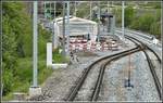 Brückenbaustelle Hinterrhein in Reichenau-Tamins.