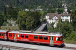 Rhätische Bahn.
4-teiliger Be 4/4 Vorortspendel abgestellt in Reichenau-Tamins am 26. August 2021.
Foto: Walter Ruetsch