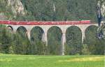 RhB - Regioexpress 1145 von Chur nach St.Moritz am 28.08.2008 auf Landwasser-Viadukt bei Filisur mit E-Lok Ge 4/4 II 614 - 3x B - D 4215 - B 2367 - B 2432 - B 2492 - A 1283 - A 1282  