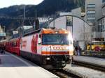 RhB - Ge 4/4 641 mit Schnellzug in Thusis am 07.04.2010