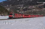 Am 3.3.12 zieht die Ge 4/4 III 642 den RE 1125 von Reichenau-Tamins Richtung Bonaduz.