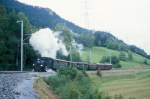 RhB Dampf-GmP 3534 von Samedan nach Landquart am 27.08.2000 zwischen Alvaneu und Tiefencastel mit Dampflok G 3/4 1 - B 2246 - D 4052II - B 2060 - C 2012 - Gbkv 5565 - Gbkv 5575.