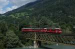 Be 4/4 514 �berquert am 10.7.12 den Hinterrhein bei Reichenau-Tamins.