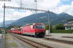 Ge 4/4''' 651 ''Glacier-Express'' am 10.8.2013 bei der Durchfahrt in Bonaduz als RE 1153 nach St.Moritz.
