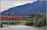 RE1137 mit Ge 4/4 III 652  Vaz/Obervaz Valbella-Lenzerheide  auf der Hinterrheinbrcke in Reichenau-Tamins.(10.09.2013(
