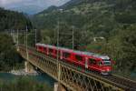 ABe 4/16 3104 erreicht am 31.08.2013 Reichenau-Tamins.