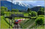 S1 1524 mit ABe 4/16 3102 bei Campagna zwischen Bonaduz und Reichenau-Tamins. (17.05.2014)