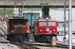 Bahnhofsfest Chur 2008: Krokodillok Ge 6/6 I 414 beim Umfahren der Wagen des ACPE-Extrazuges aus Chur im Bahnhof von Untervaz/Trimmis am Sa. 24. Mai. Lschzug fr den Dampf-Extrazug mit Ge 4/4 I 610  Viamala  steht auf Abruf bereit.