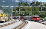 RhB Glacier-Express 909 von Davos Platz/St.Moritz nach Zermatt am 28.08.2008 Einfahrt Reichenau mit E-Lok Ge 4/4 II 612 - WR 3817/3816 - A 1254 - MGB Api 4032 - MGB Bp 4030 - MGB PS 4011 - MGB PS 4012