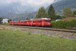 Be 4/4 514 befindet sich am 12.9.09 auf der H�he des Golfplatzes in Domat/Ems.