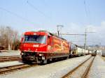 RhB Gterzug 5243 von Landquart nach Ilanz vom 16.03.1999 mit E-Lok Ge 4/4III 648 - Uah 8121 - Haikv 5125 - Haikv 5126 - Haikv 5101 - Haikv 5122 - Haikv 5106 - Haikv 5124 - Haikv 5104 - Haikv 5105.