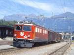 RhB Gterzug 5353 von Landquart nach Pontresina vom 06.09.1994 in Untervaz mit E-Lok Ge 6/6II 707 - Gb 5078 - Gakv 5409 - Gakv 5403.