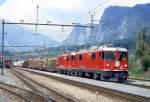 RhB Gterzug 5369 von Landquart nach Pontresina vom 11.05.1994 in Untervaz mit E-Loks Ge 4/4II 611 - Ge 4/4II 624 - Rpw 8292 - Rpw 8273 - Rpw 8287 - Kw 7508 - Kkw 7307 - Gb 5015 - Kkw 7320 - Gb 5813 -
