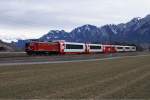 Ge 4/4 I 603 fhrt am 22.2.10 mit dem Glacier Express von Chur Richtung Felsberg.