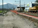 Doppelspurausbau Landquart-Chur,Baulos Untervaz - Trimmis in Blickrichtung Chur.Untervaz 08.04.06