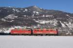 Am 21.2.12 fahren die beiden Ge 4/4 I 605 und 603 gemeinsam von Zizers Richtung Landquart, hier bei Igis.